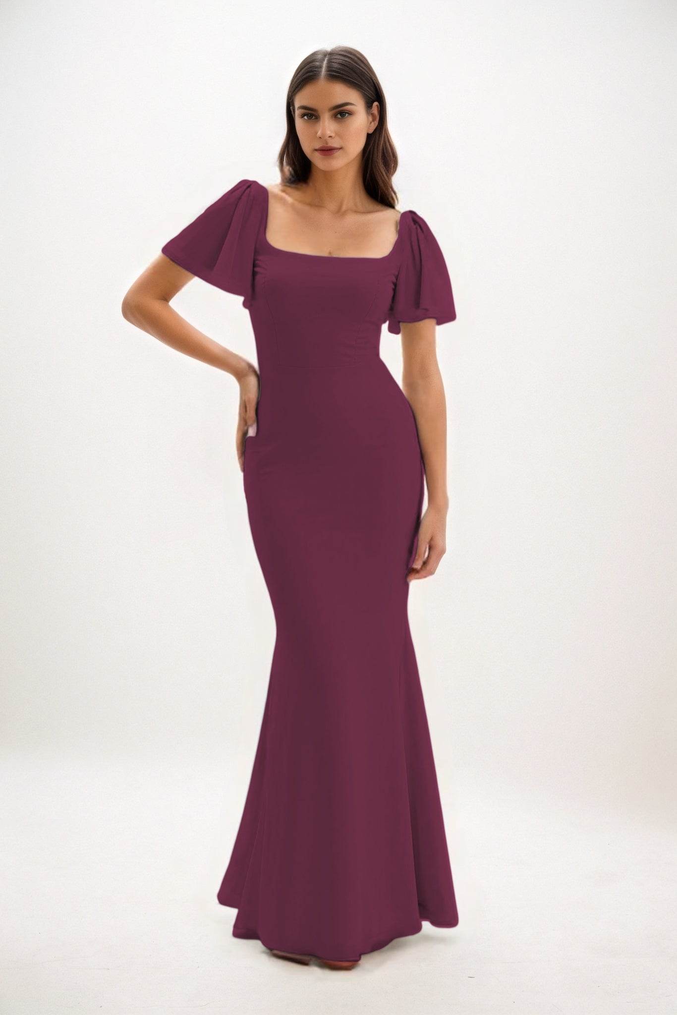 Sheath-Column Maxi Chiffon Bridesmaid Dress CB0813 - COCOMELODY